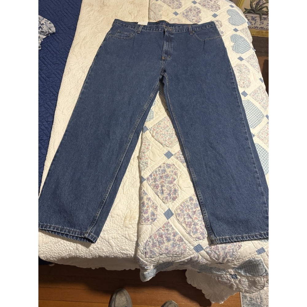 NWT Member's Mark Dark Wash 100% Cotton Relaxed Fit Durable Denim Jeans 42X30